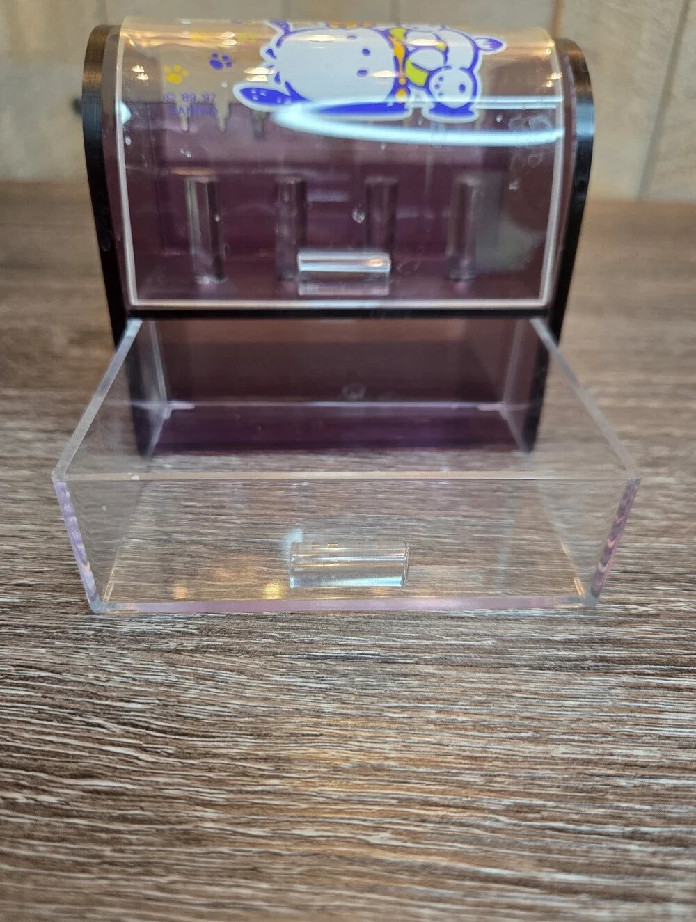Pochacco Sanrio Puppy Acrylic Desktop Drawer Jewlery Box Stationary Vintage
